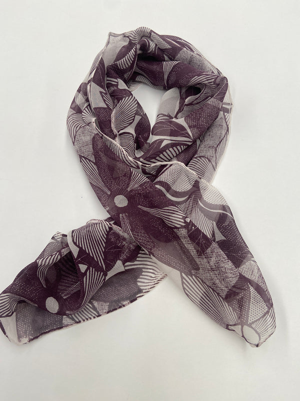 Sale - scarf - floral - purple