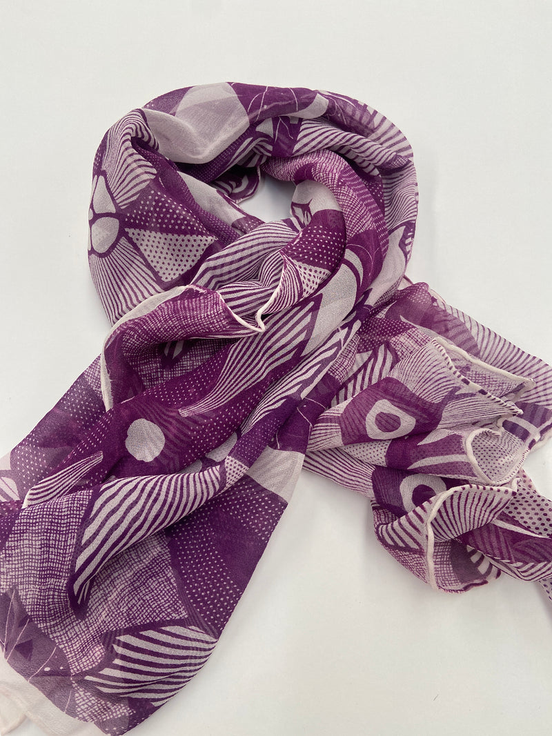 Sale- scarf - floral - purple