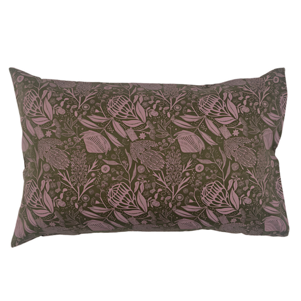 Native Linen Pillowcase Olive/Purple