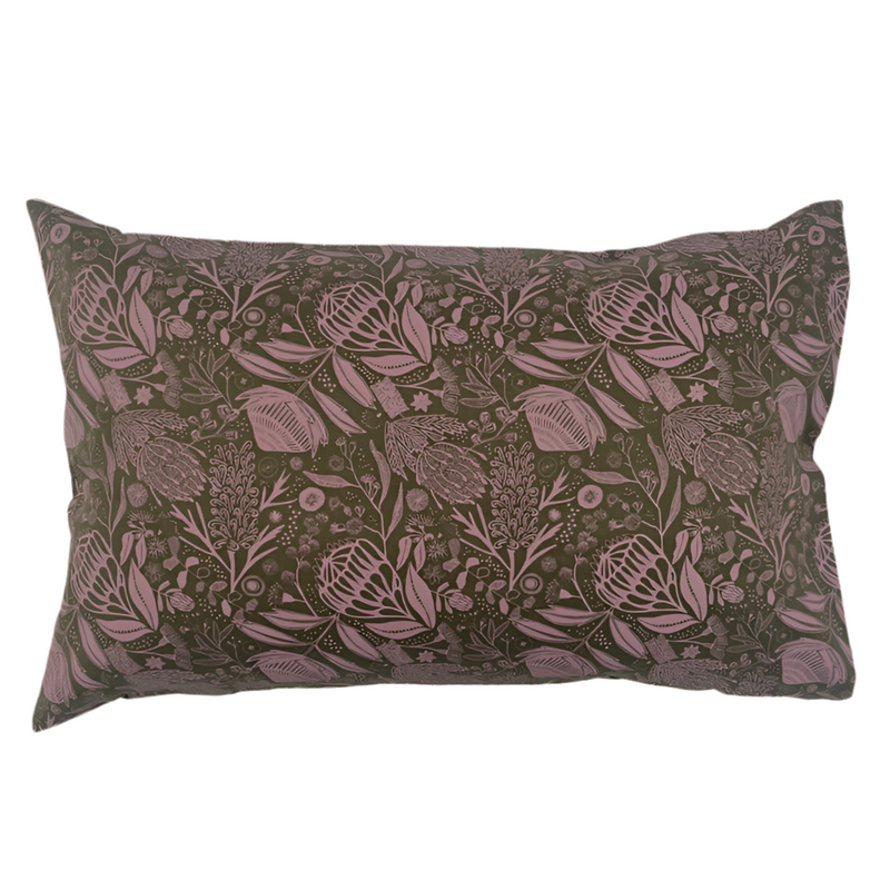 Native Linen Pillowcase Olive/Purple