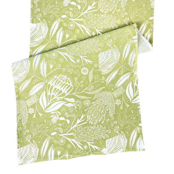 Native Floral Table Runner  Lime