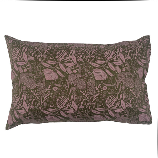Native Linen Pillowcase Olive/Purple