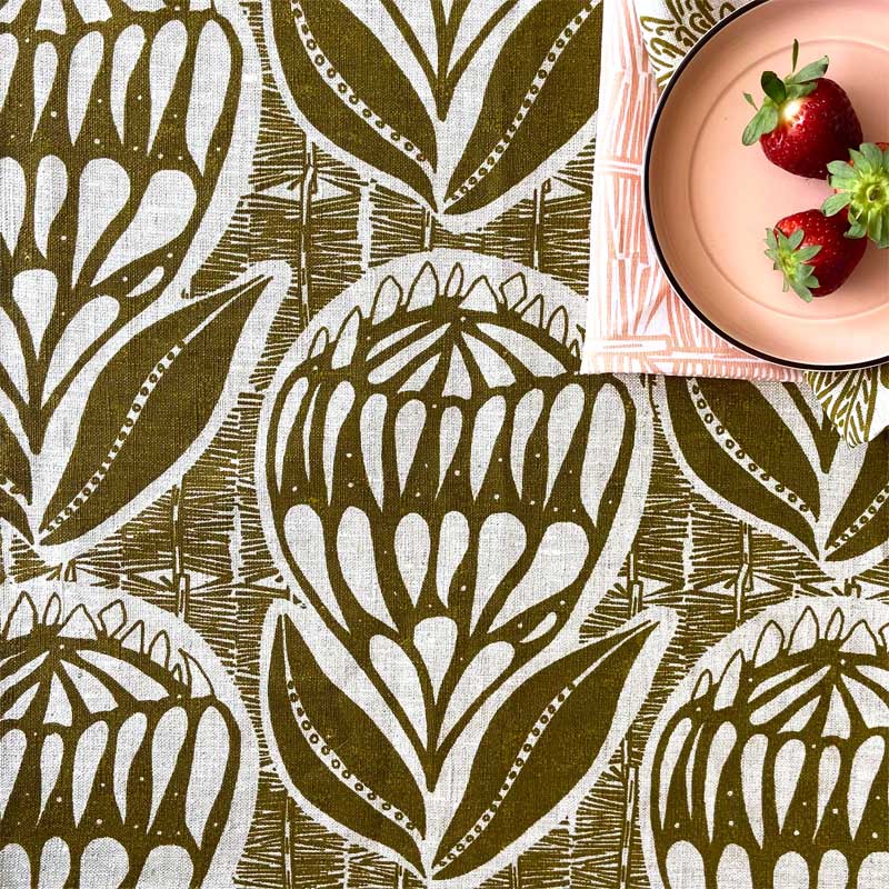 Waratah - Table Cloth - khaki