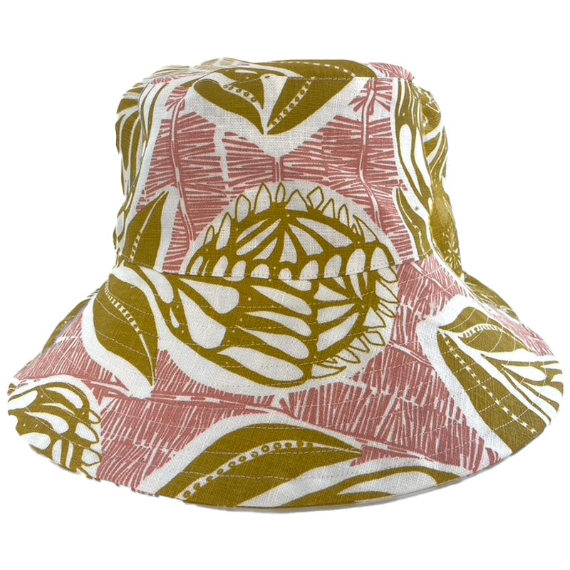 Wide Brim Hat Waratah Blush & Ochre