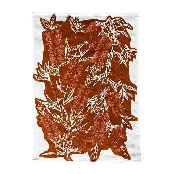 Bottle Brush - Tea Towel - Caramel