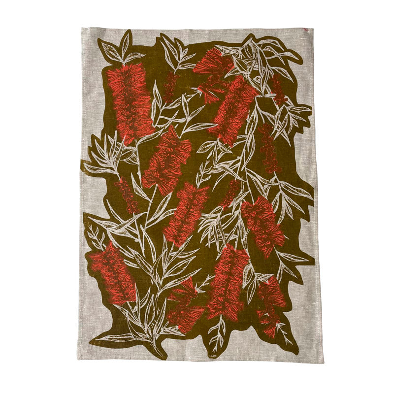 Bottle Brush - Tea Towel - Khaki