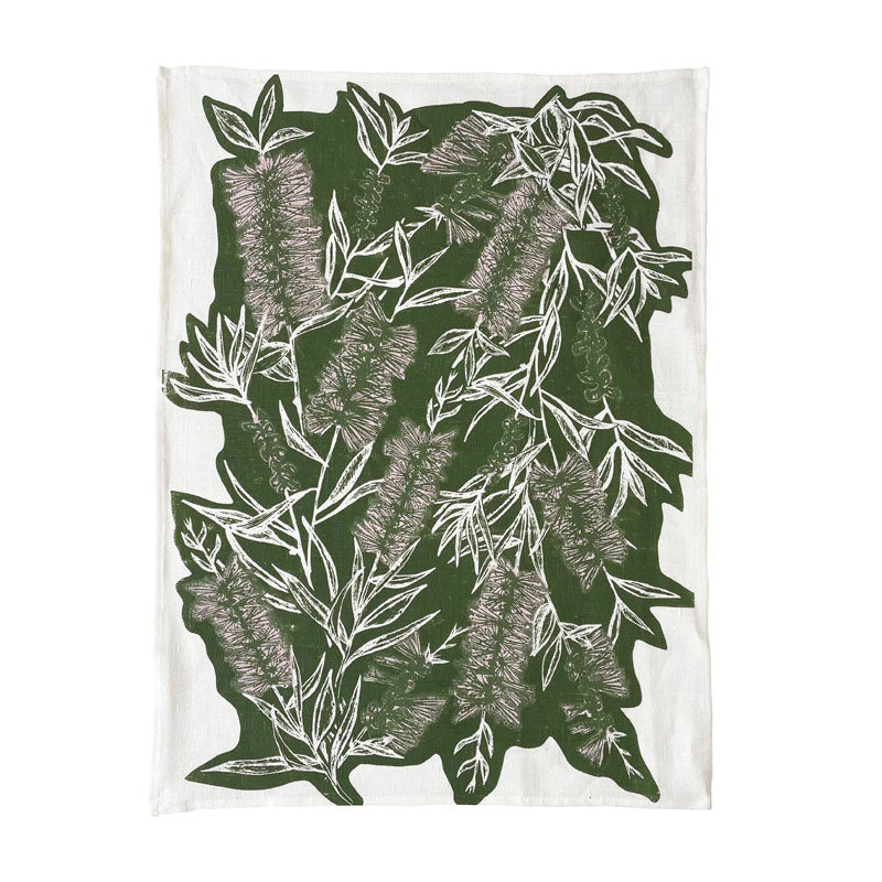 Bottle Brush Tea Towel - Moss