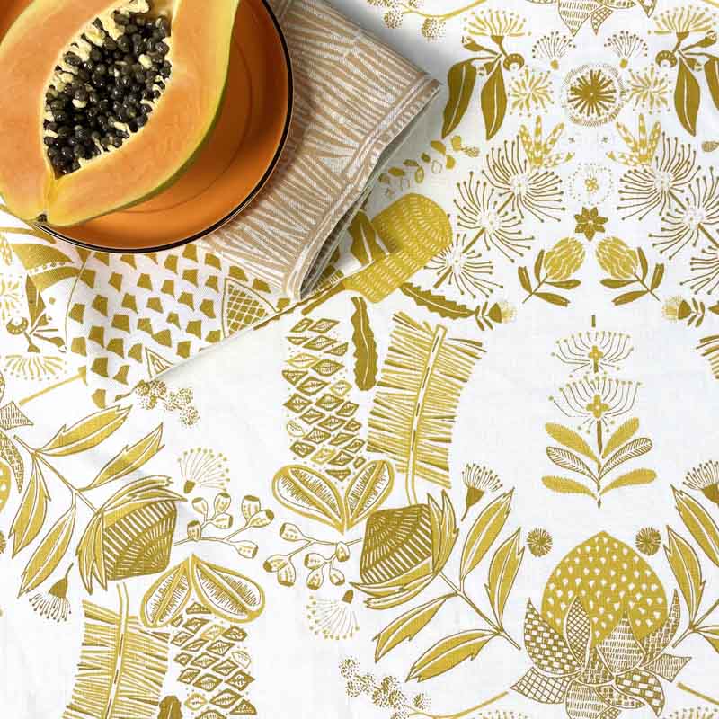 Folk - Table Cloth - yellow / ochre