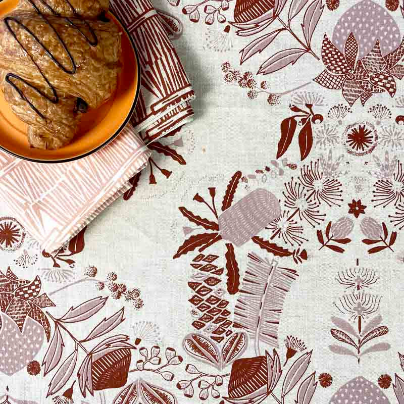 Folk - Table Cloth - Dusty Pink/Red Clay