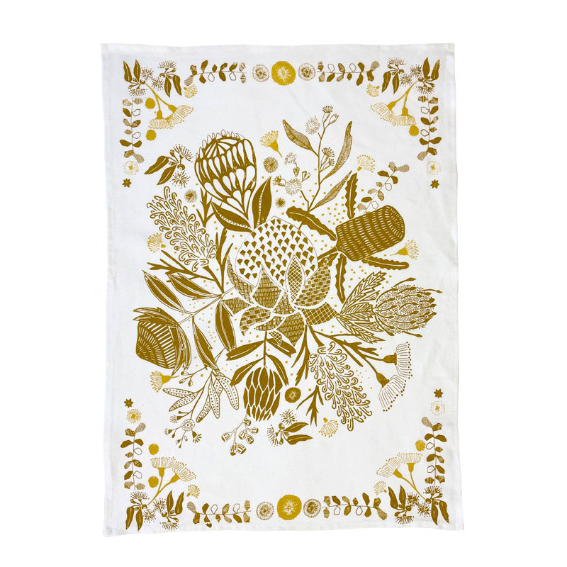 Folk Tea Towel - Ochre