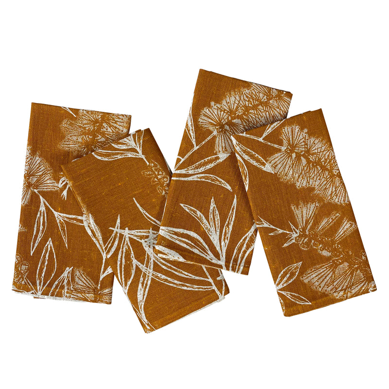 Large Bottle Brush Napkin Set - Caramel