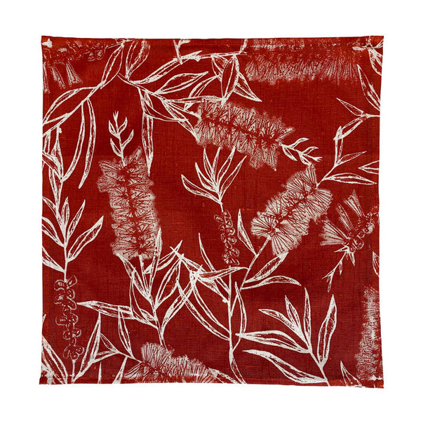 Large Bottle Brush Napkin Set - Red Clay