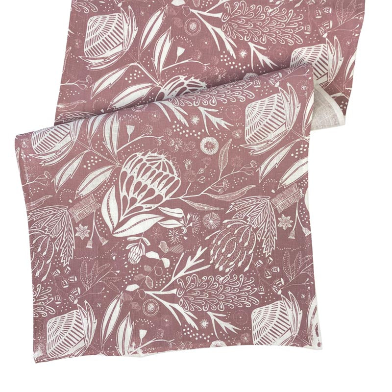 Native Floral Table Runner - Dusty Pink
