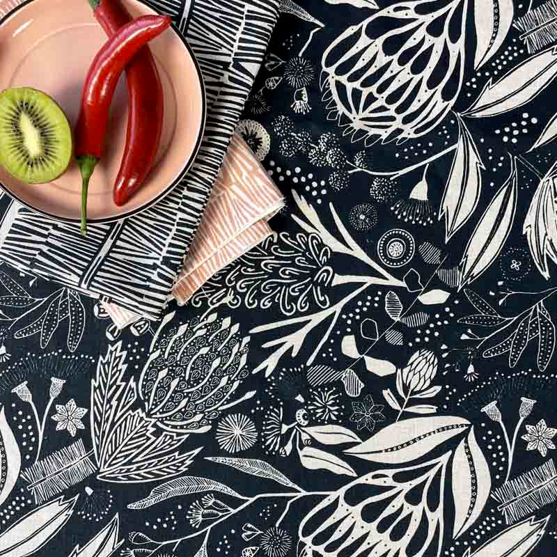 Native Floral - Table Cloth - Deep Sea