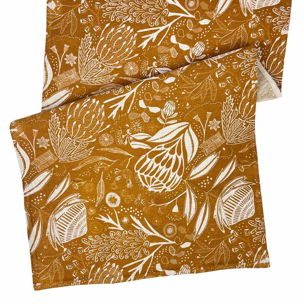 Native Floral Table Runner - Caramel