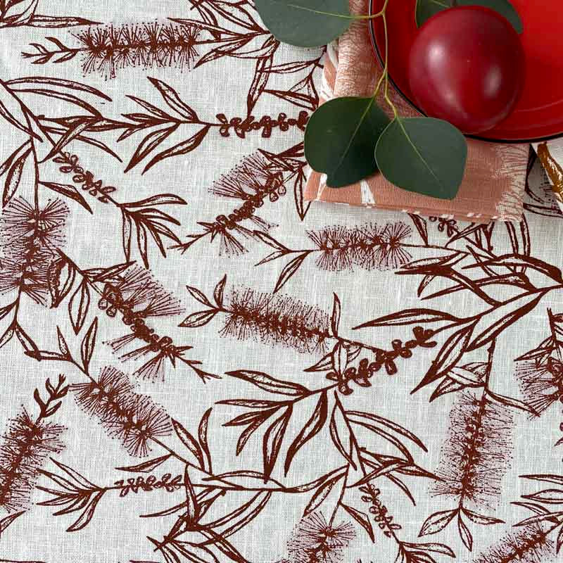 Bottle Brush - Table Cloth - Red Clay