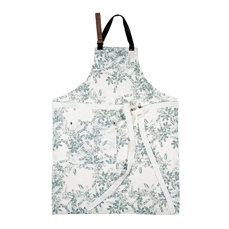 Green wattle printed apron