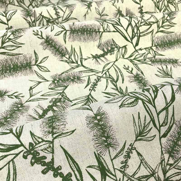 Printed Fabric - Bottle Brush - Moss