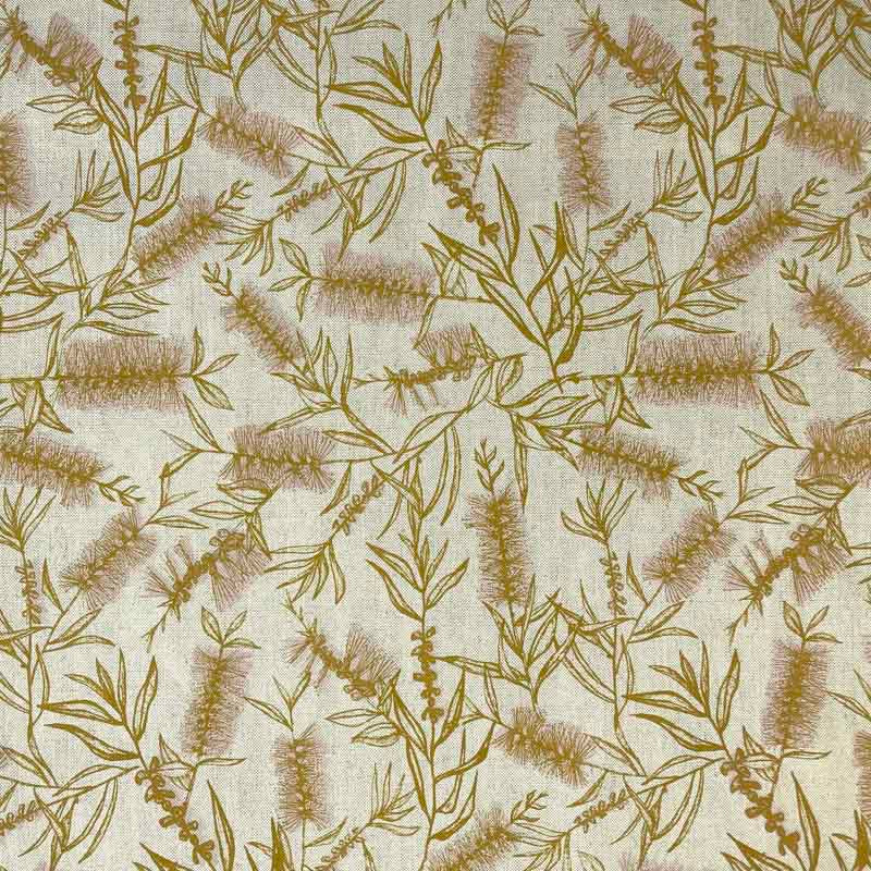 Printed Fabric - Bottle Brush - Ochre