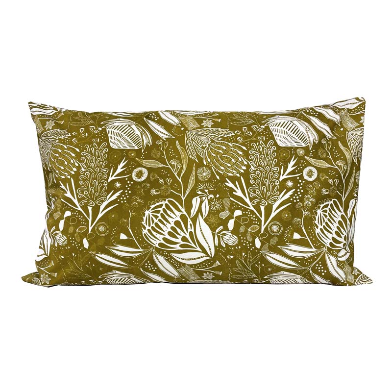 Native Flower Pillowcase - Khaki